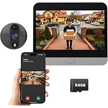 Peephole Camera, 2K Doorbell Camera with 4.3" Monitor, 64GB Card