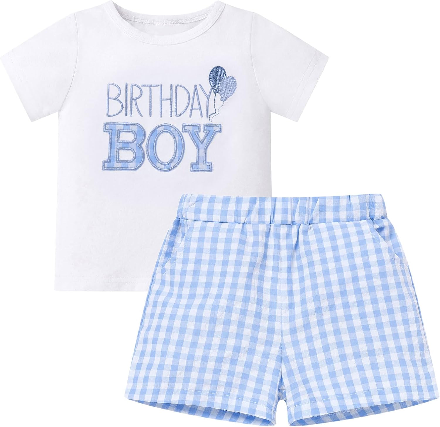 IMEKIS Baby Boys 1st Birthday Outfit Embroidered Cake Smash Shirts with Shorts Summer Party Photo Shoot