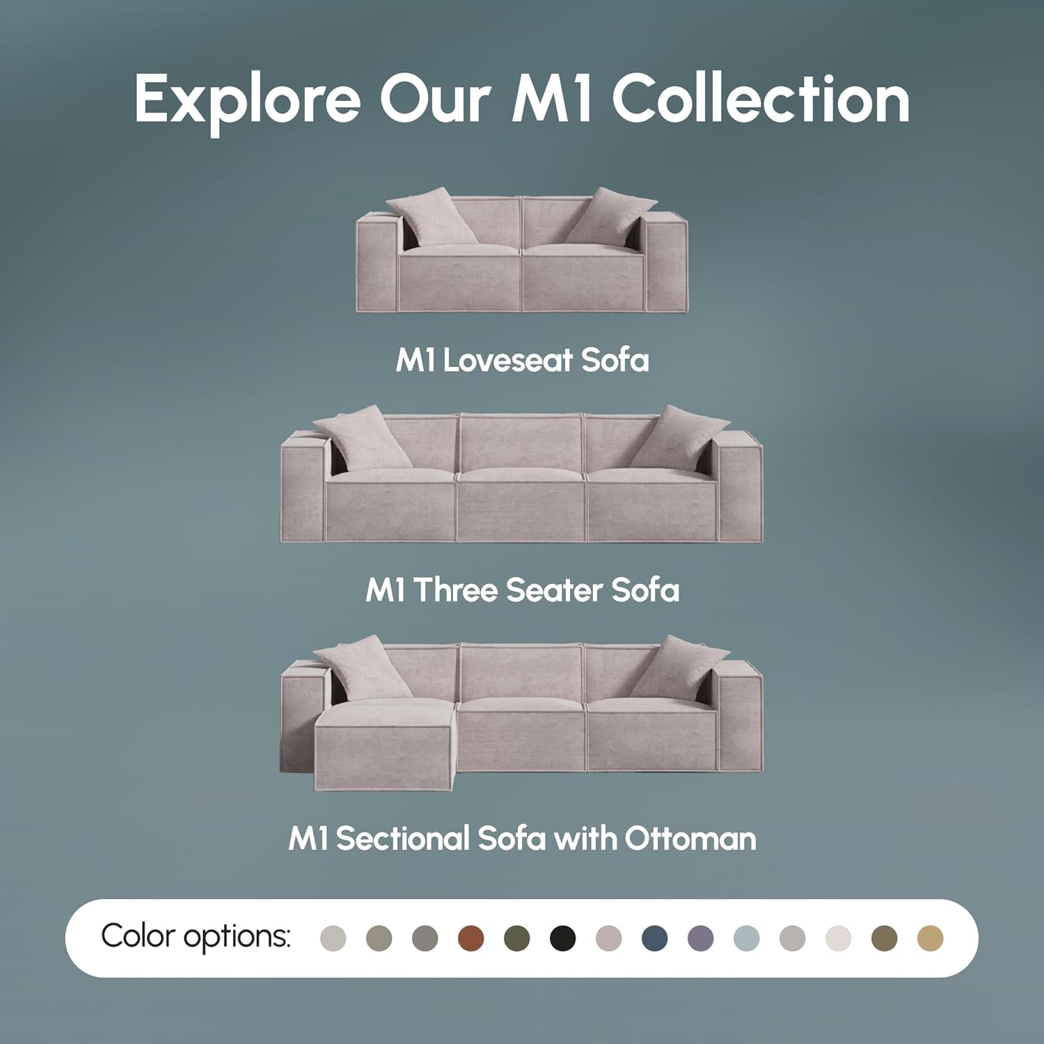 Rove Lab M1 Sectional Sofa with Ottoman – Sustainable, 3-Seat Modular Couch for Living Room – Easy One-Person Assembly, High-Density Foam, Spill-Proof Fabric (Helium Cloud) - Image 7