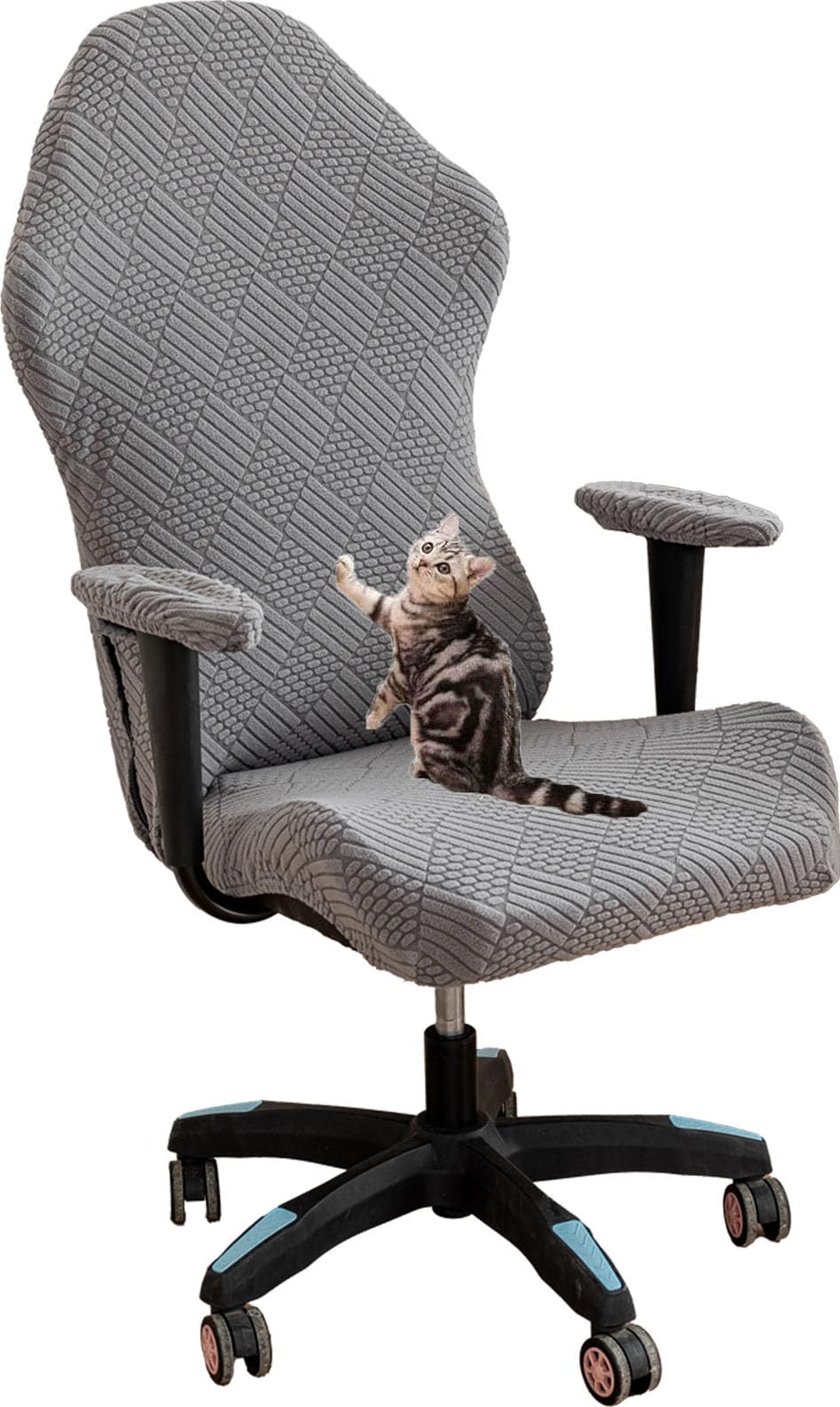 Haclen Dark Gray Gaming Chair Cover Cat Scratch Proof, Stretchable Game Chair Cover With Armrest Covers, Computer Chair Seat Covers Office Chair Cover (,One Size)