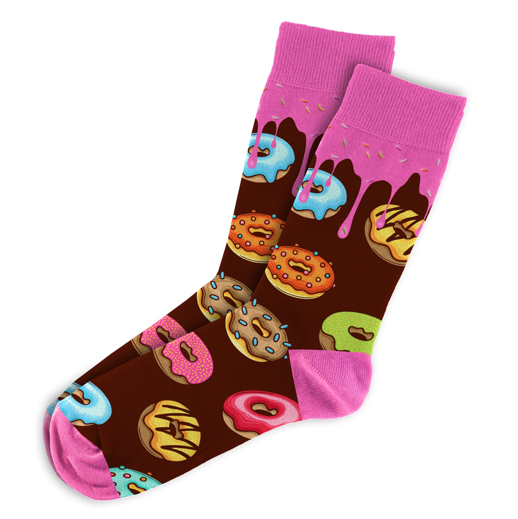 MOJA LDN Premium Funky Bamboo Socks - Soft and Stylish Bamboo Socks - Eco Friendly and Durable Men & Women Socks (UK, Numeric, 3, 8, Regular, Regular, Women, Donut)