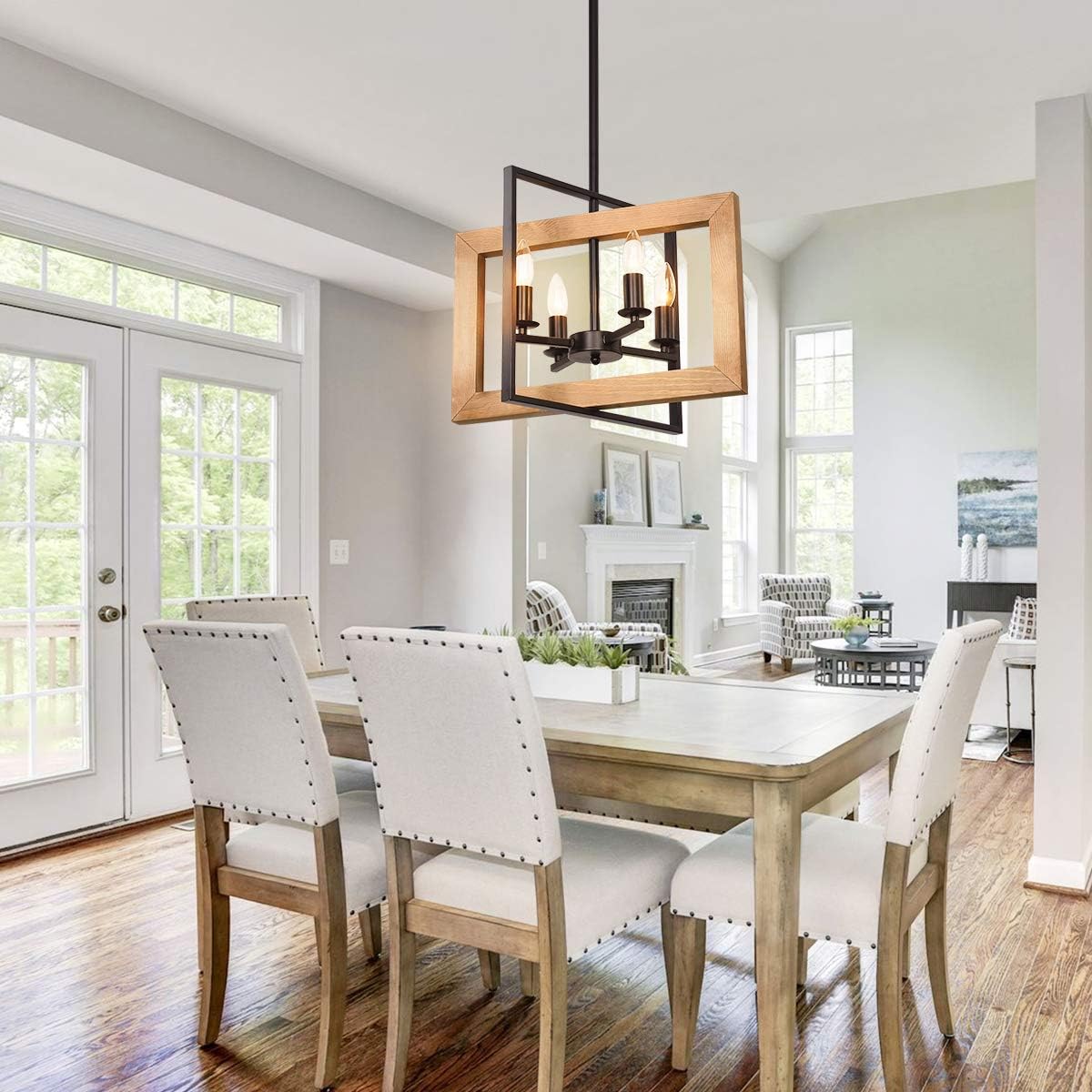 🛒 Flаѕh Sаlе Merbotin Rustic 4-Light Dining Room Hanging Light, Farmhouse Metal Ceiling Pendent Light for Kitchen Island, Dining Table, Living Room