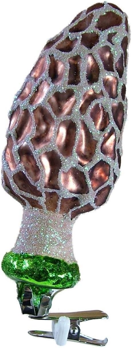Onhoilday New Glass Morel Mushroom Clip-On Hunting Forager Christmas Tree Ornament