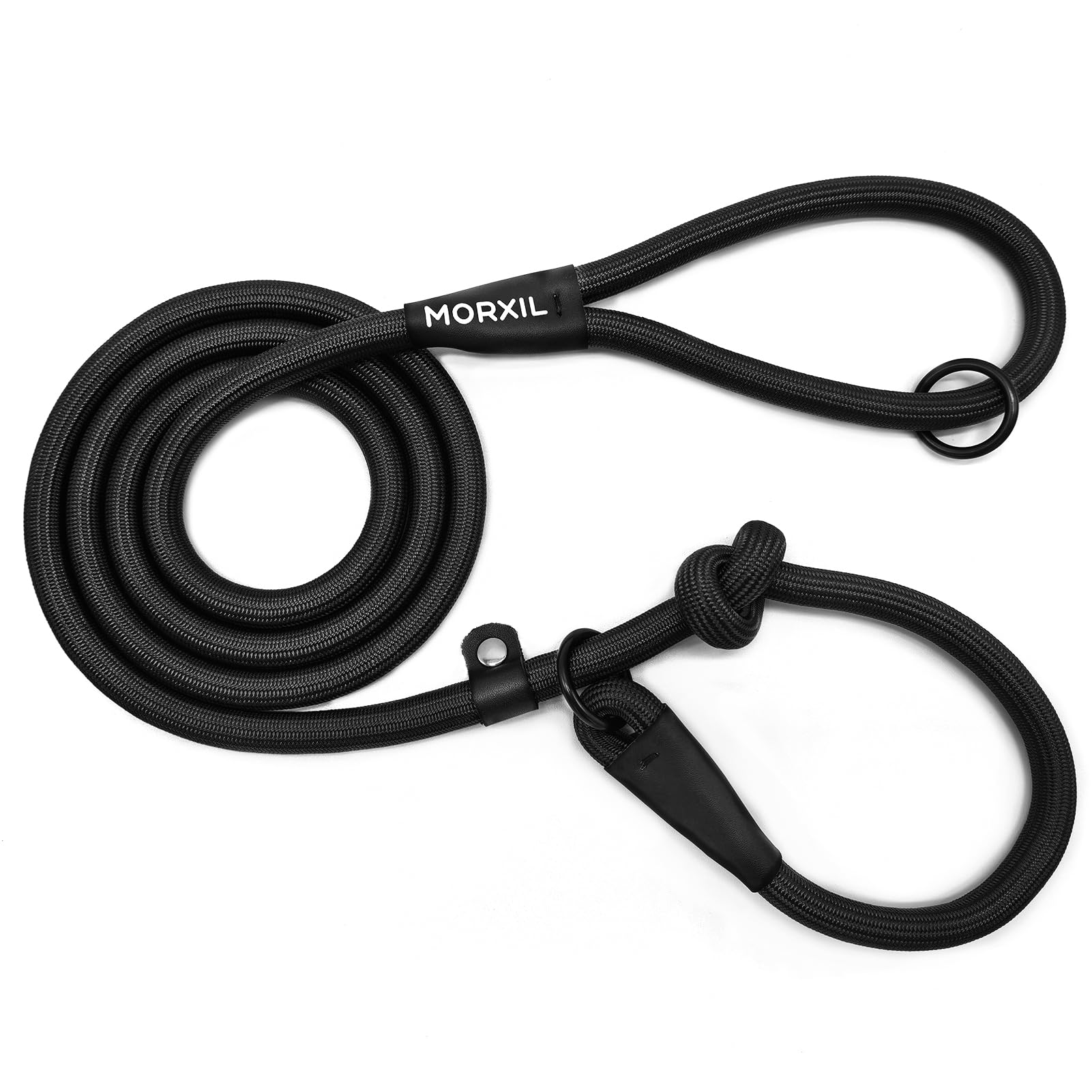 MORXIL Slip Leads for Dogs, Heavy Duty No Pull Dog Training Leash, 6FT Strong Nylon Rope Slip Leash for Large Medium Dogs, Durable Comfortable Pet Control Leashes (Black)