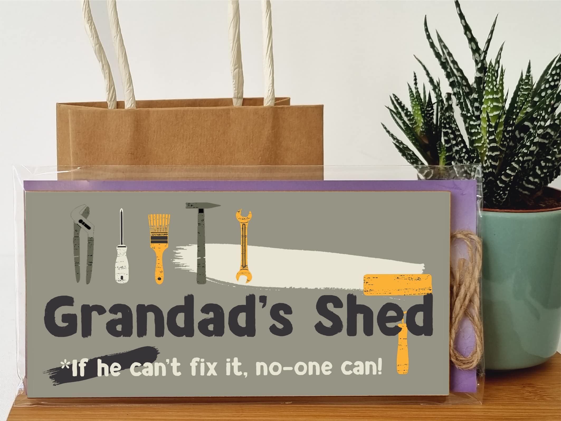 The Plum Penguin Handmade Wooden Hanging Wall Plaque Grandad's Shed If He Can't Fix It No One Can Funny Novelty Sign Shed Man Cave - Image 3