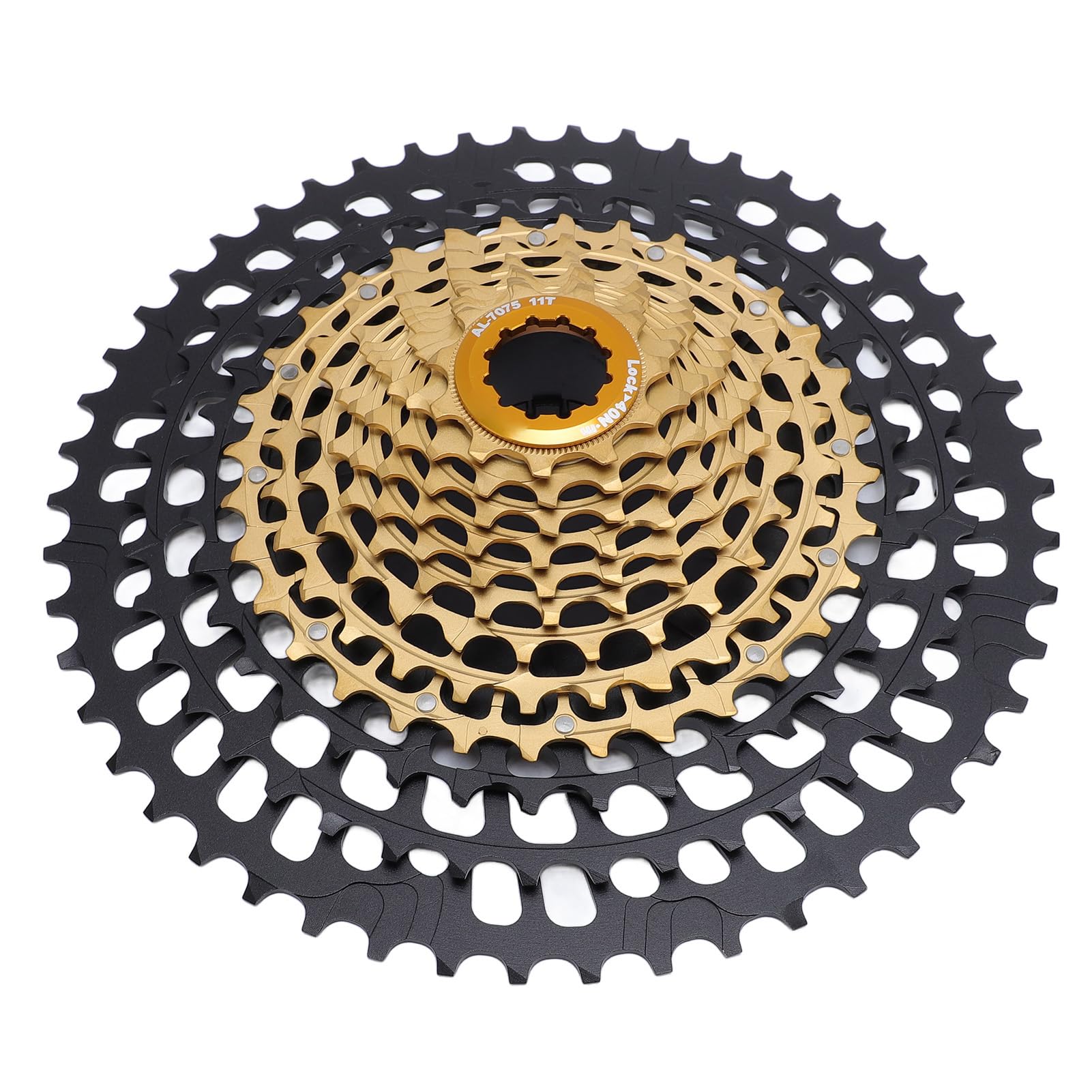 Pongnas Cassetta Premium a 12 velocità in Acciaio e Alluminio da 11 a 50 Denti Pignone Leggero per Mountain Bike Oro