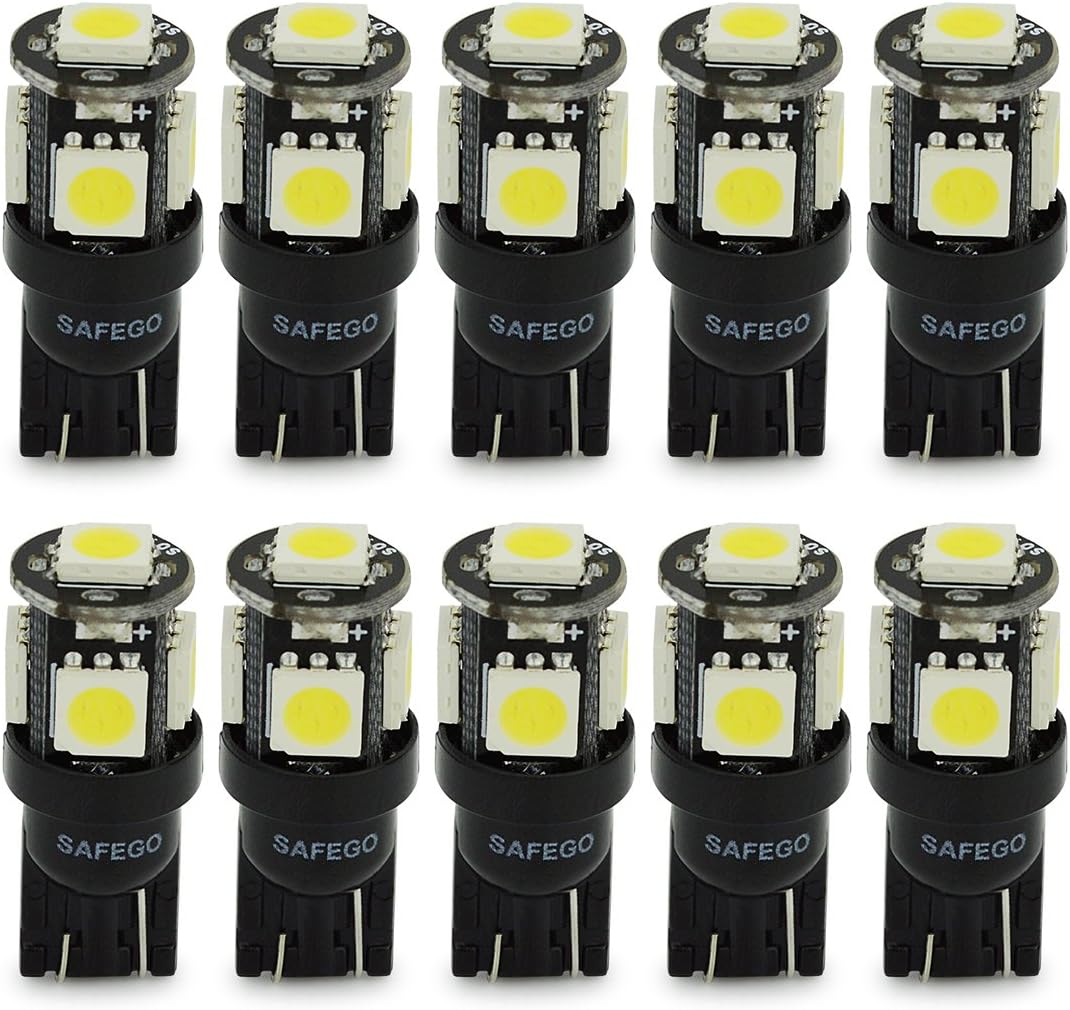 ALOPEE 30-Pack Bright 194 LED Bulb Blue, Wedge T10 LED Bulb 5SMD 5050 Chips, 168 LED Bulb Replacement For W5W 2825 158 501 Interior Dome Map Door