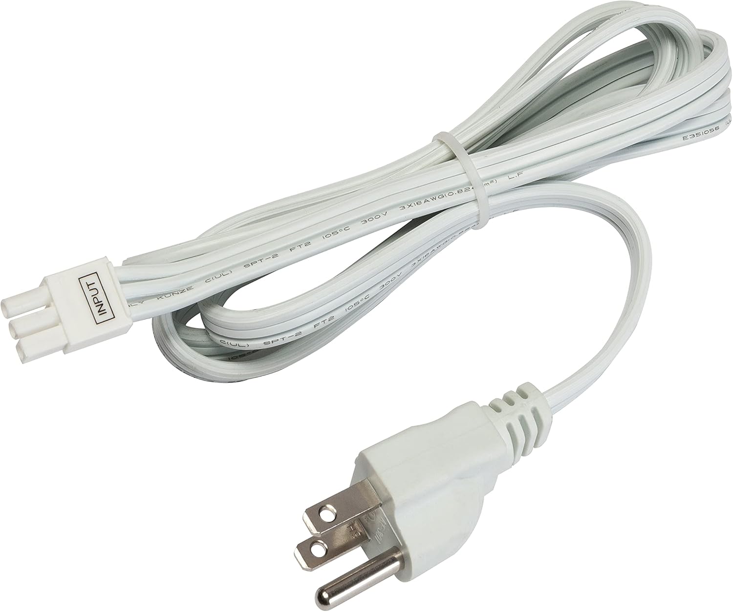 60-Inch White Under Cabinet LED Power Cord Supply