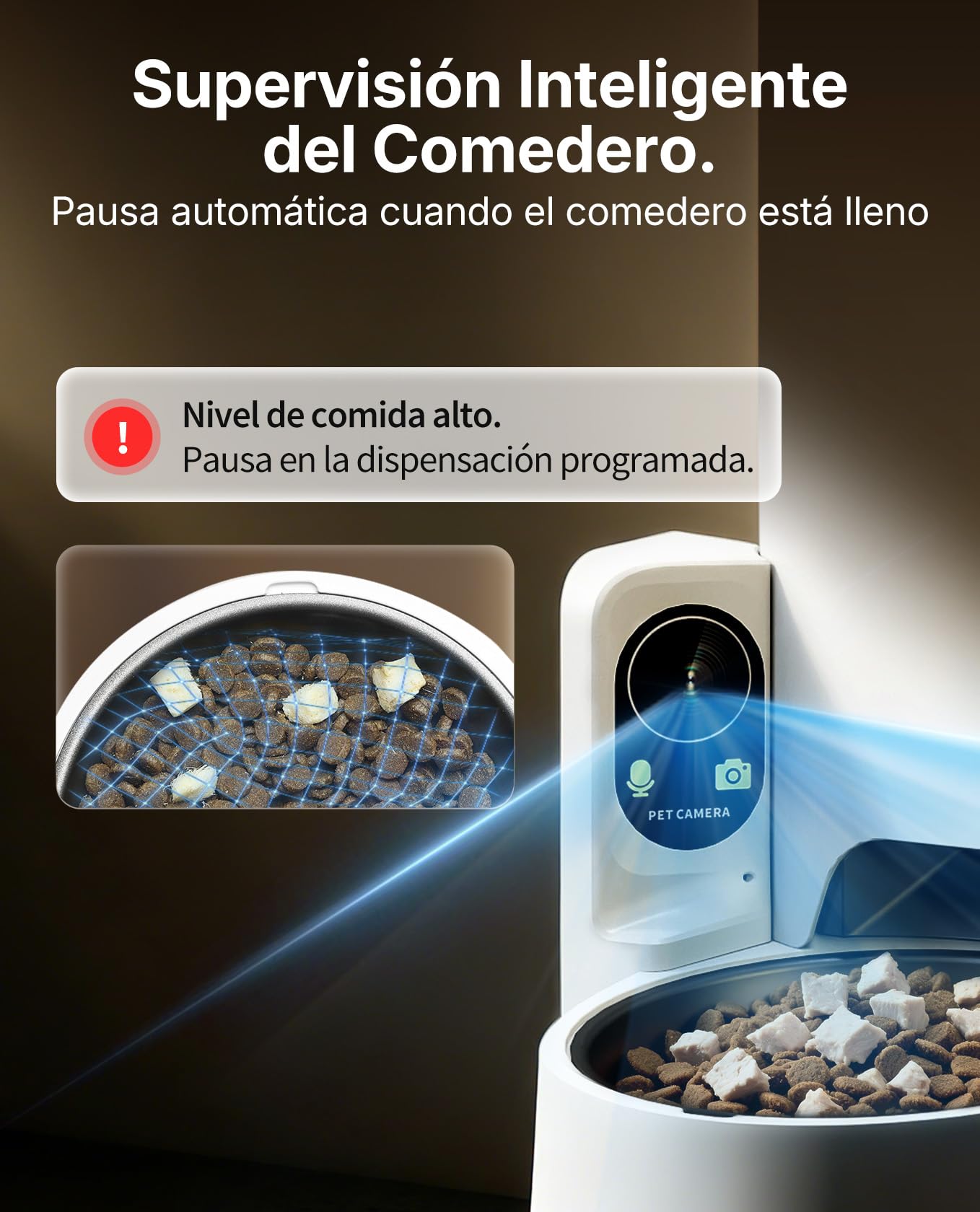 PETKIT Nuevo Comedero Gato Automatico con Cámara, Reconocimiento de Varios Gatos, 2.4G & 5GHz WiFi, 3L Dispensador Comida Gatos/Perros, 1080P HD, Función AI, App Control, Cuenco de Acero Inoxidable