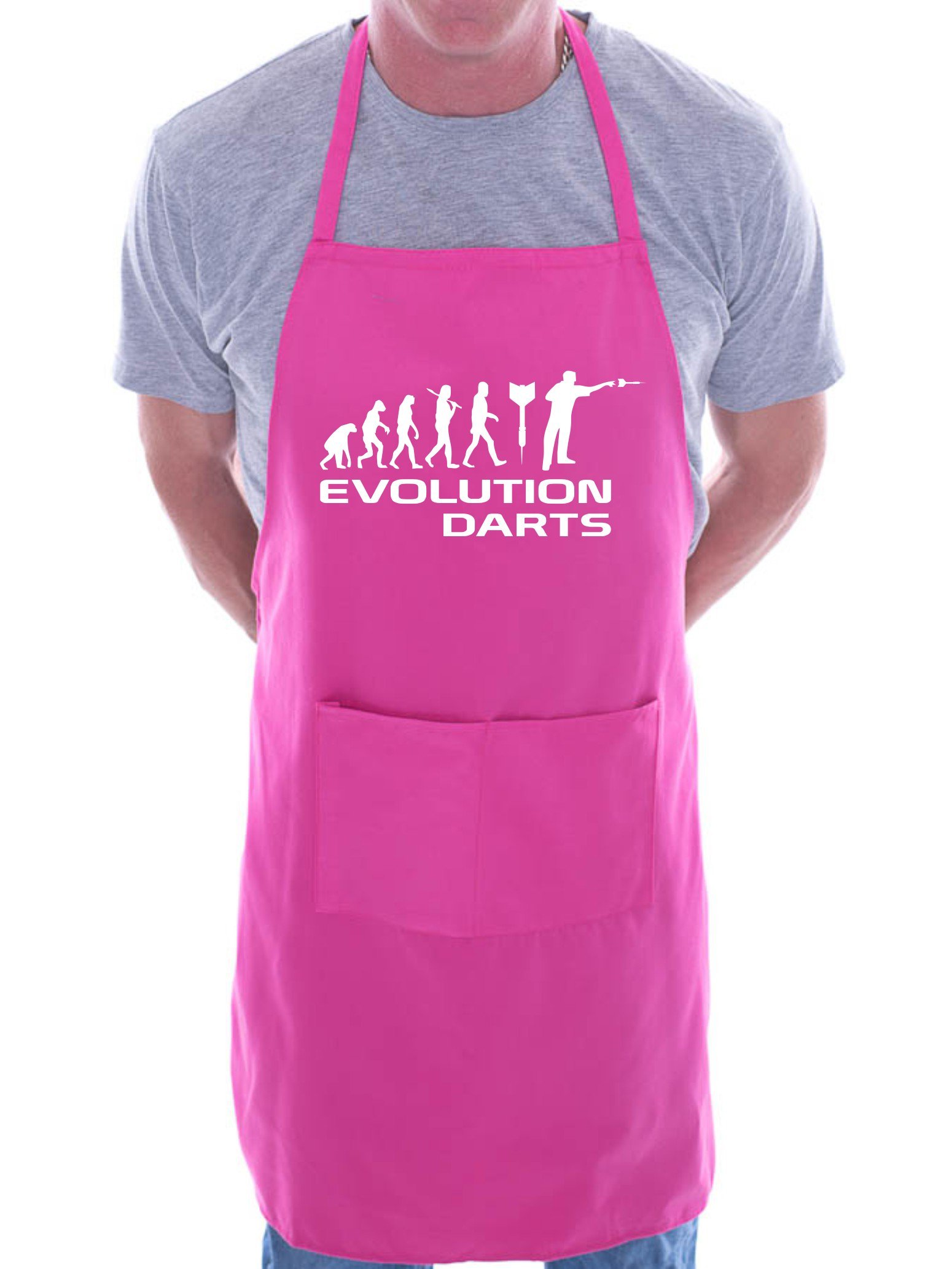 Print4U Evolution Of Darts Dart Player Gift BBQ Cooking Funny Novelty Apron Pink