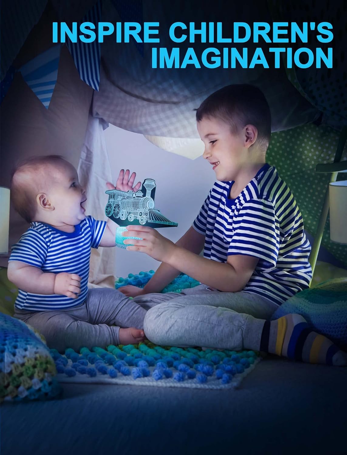 Nice Dream Train Night Light for Kids, 3D Illusion Lamp, 16 Colors Changing with Remote Control, Room Decor, Gifts for Children Boys Girls