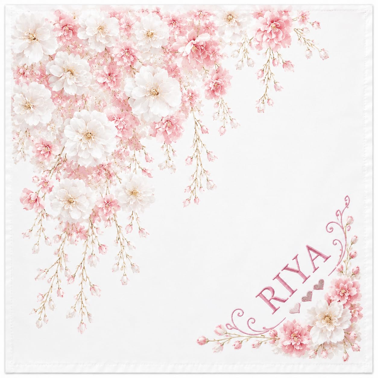 Personalized Floral Print Handkerchief with Custom Name-picture-26