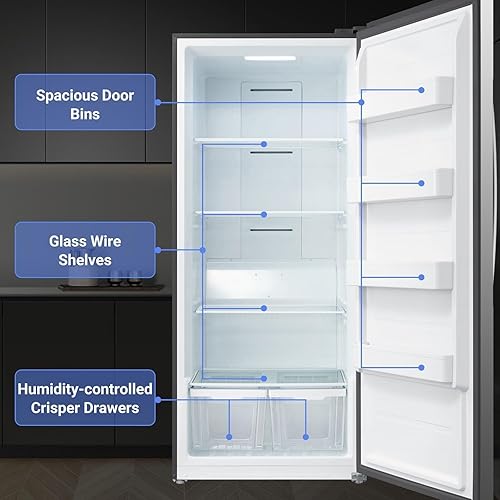 Miniatura 7 de Smad Congelador vertical, congelador de pie de 21 pies cúbicos, congelador vertical sin escarcha con cajones, congelador vertical de acero