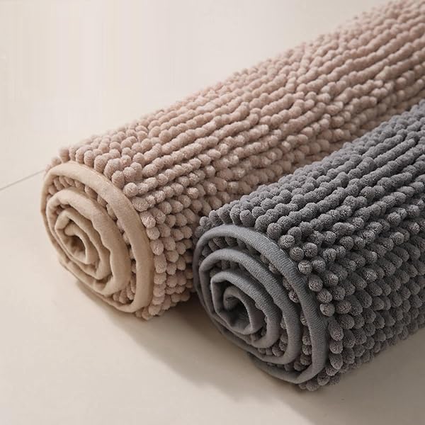 Flintronic Alfombra de Baño Antideslizante, Microfibra de Chenille, Lavable a Máquina, Suave y Cómoda, Súper Absorbente, para Bañera, Ducha y Baño (40 x 60cm, Gris) - 3