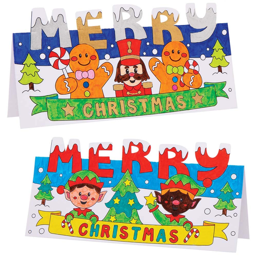 Baker Ross AX472 Christmas Color in Cards for Kids - Pack of 10, Pop Up Festive Card Crafts and Decorations for Children : Toys & Games