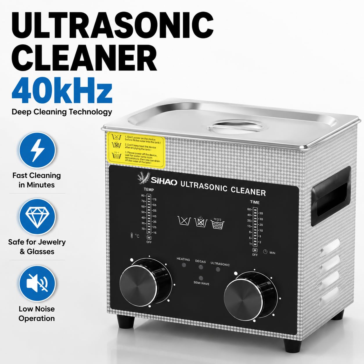 Ultradźwiękowy środek czyszczący 15 l, 40 kHz, ultradźwiękowy środek czyszczący z ogrzewaniem i timerem, profesjonalna wanna ultradźwiękowa ze stali nierdzewnej do biżuterii, okularów, zegarków i