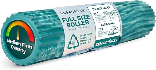 Oceanfoam Tidal Roller - Jade y espuma de mar marmoleado - Rodillo de espuma de masaje muscular para dolor de espalda y estiramientos - Textura de
