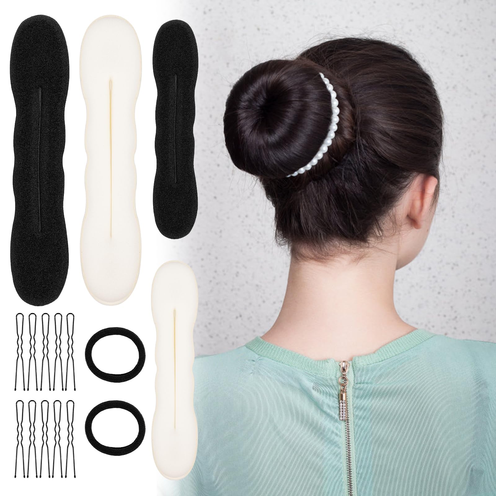 4 Pezzi Chignon per Ciambella, Fantastico strumento per la creazione rapida di raccogliere i capelli in modo semplice e veloce Spugna per Chignon Accessori per Capelli(2 Piccoli, 2 Grandi)