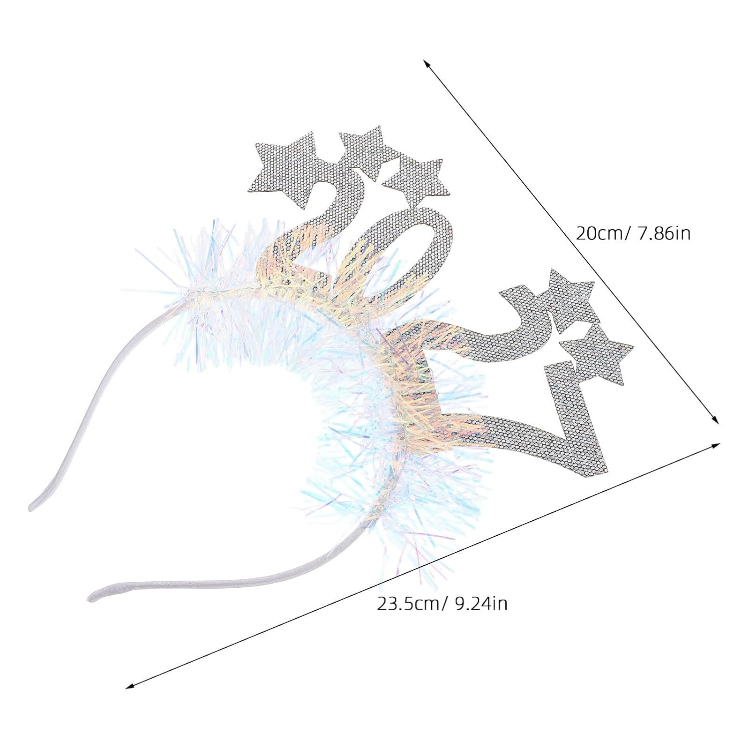2027 New Year's Eve Star Headband for Women, Lightweight and Comfortable Festive Hair Accessory with Silver Glitter and Sequins, for Photo Props and Party Activities