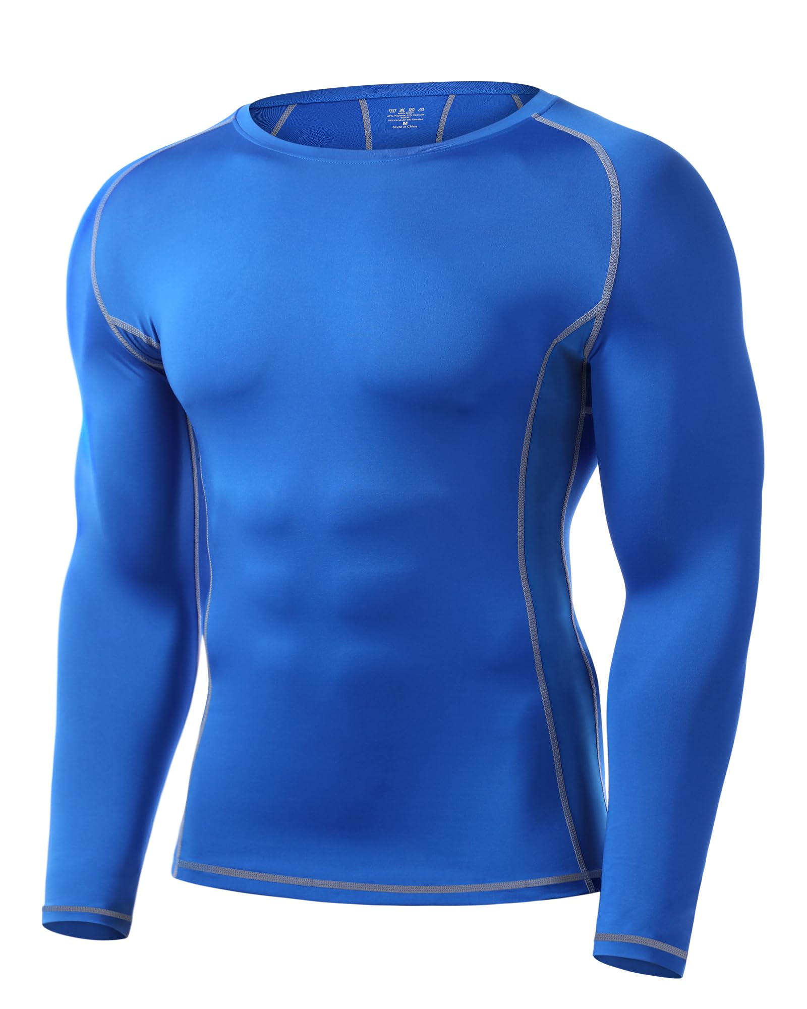 Runhit Camiseta de compresión de manga larga para hombre, camiseta de compresión atlética, capa base, camiseta de entrenamiento fresca y seca