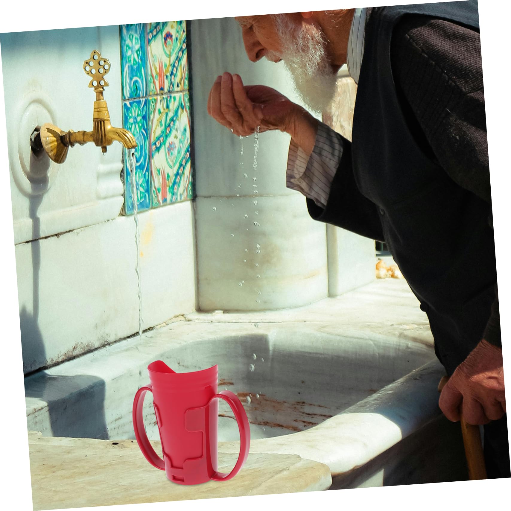 5piezas Taza De Alimentación Para Ancianos y Pacientes Diseño Antiderrame Vaso De Agua Inclinado Discapacidad y Embarazadas Color Rojo