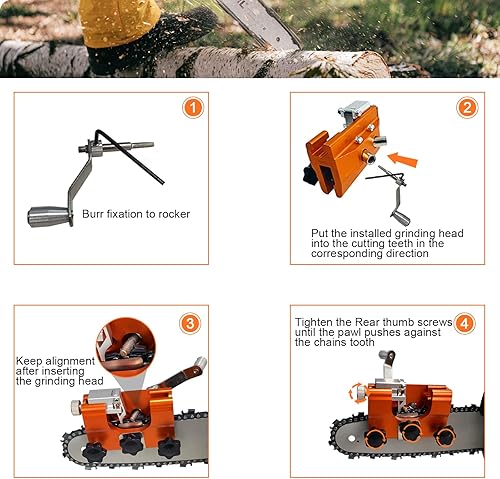 Miniatura 5 de Afilador de motosierra kit de calado de afilado de motosierra de manivela herramienta portátil para afilar motosierras adecuado para todo tipo de