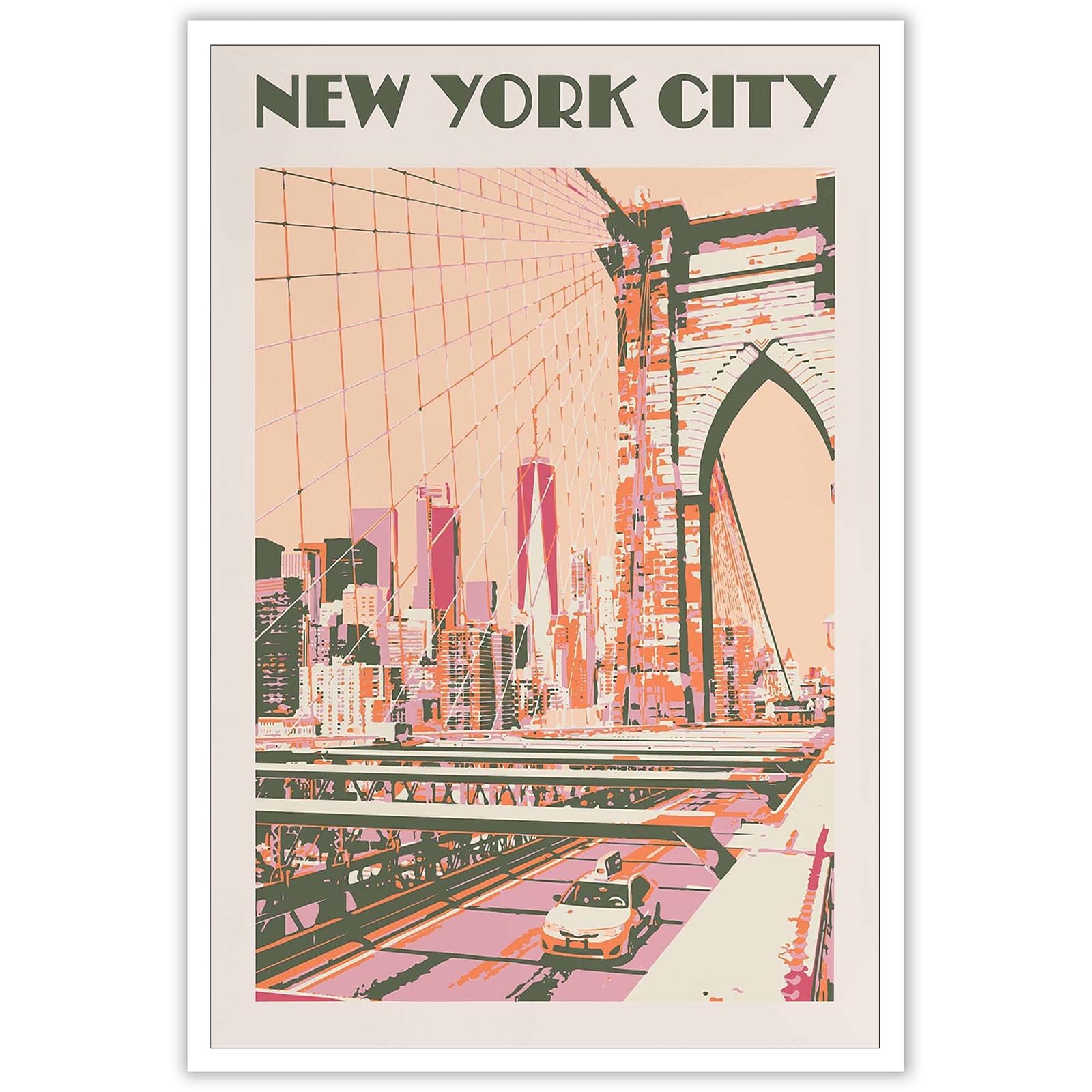 Viokalt Vintage New York Scenery Wall Art Funky Us City Landscape Canvas Posters Funky Brooklyn Bridge Travel Prints Painting For Family Living Room