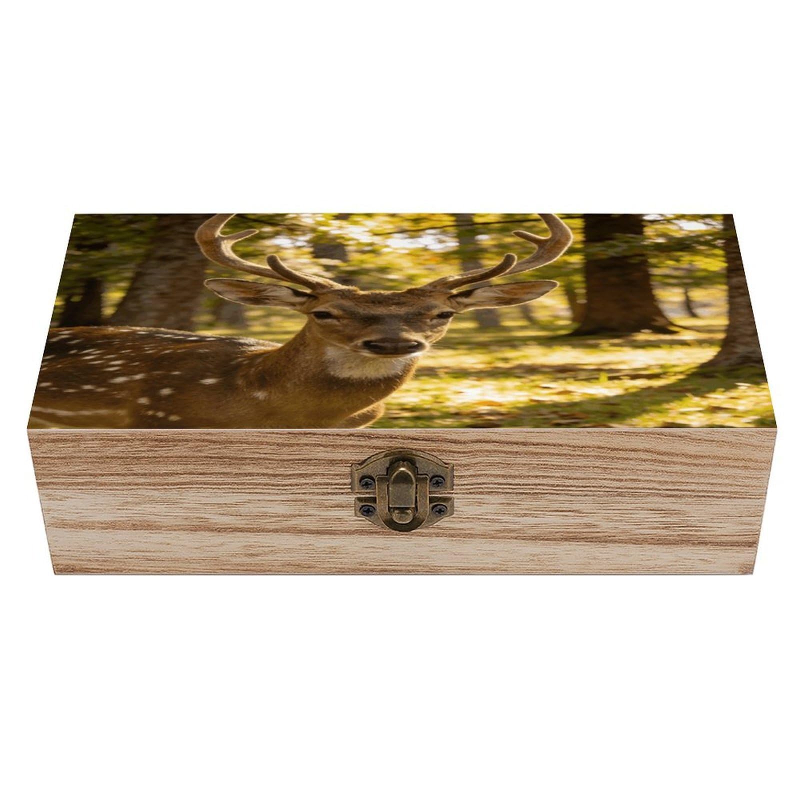 LZQPOEAS Fur Horn Shining Light Wooden Keepsake Box Wooden Storage Box Container with Hinged Lid Beautiful Wood Memory Box Decorative Jewelry Case for Crafts Art Hobbies & Trinket Storage