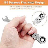 Vista 5 de Piutouyar - Llave de trinquete de cabeza flexible de 8 mm, llave de trinquete métrica profesional, llave combinada de caja de llaves de reparación