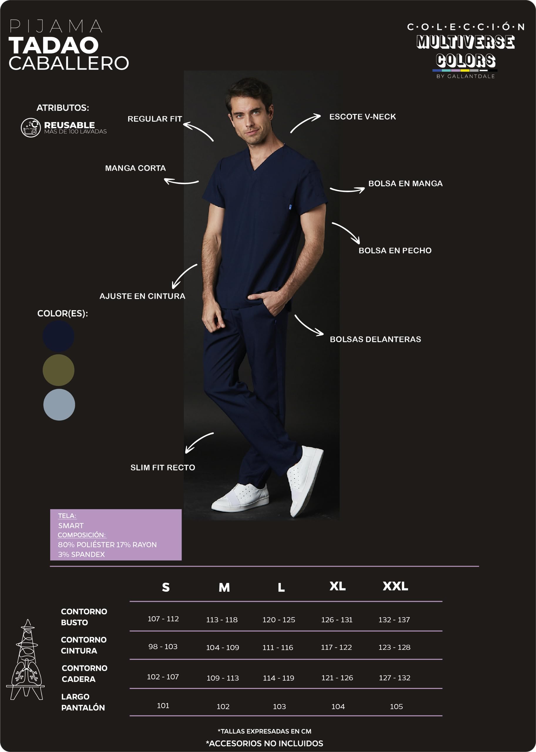 GALLANTDALE Mundur Sanitarny Piżama Odzież Robocza Tadao Mężczyzna Inteligentny Odporny Lekarz Doctor Weterynaryjny