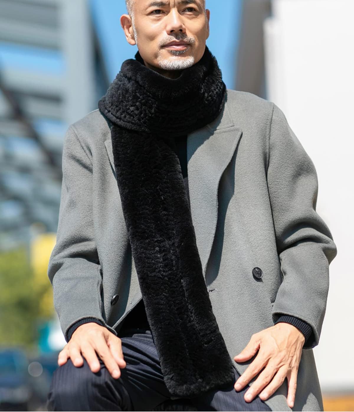 Men Winter Scarves Real Rex Rabbit Hair Scarf Neck Warmer Long Neckerchief 180x13cm