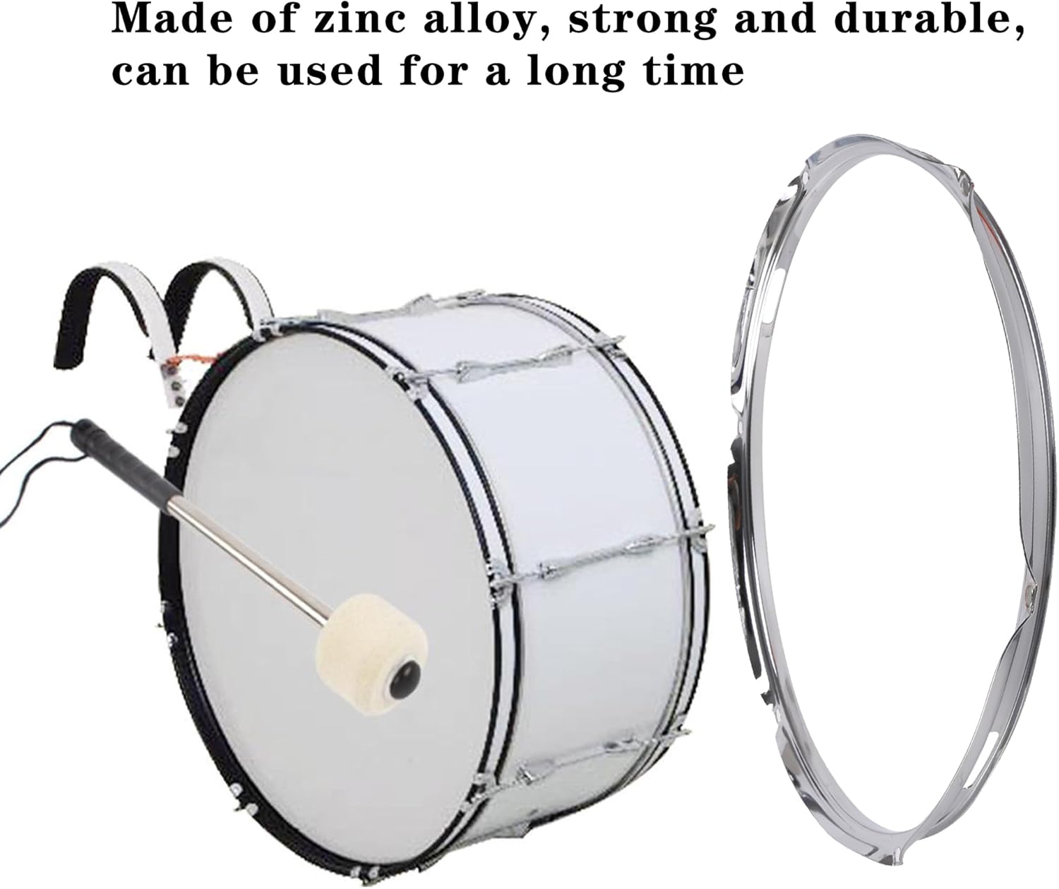 Yibuy Snare Drum Rim Hoop 6 Lug 14 inches Replacement Percussion Lower Circle Silver
