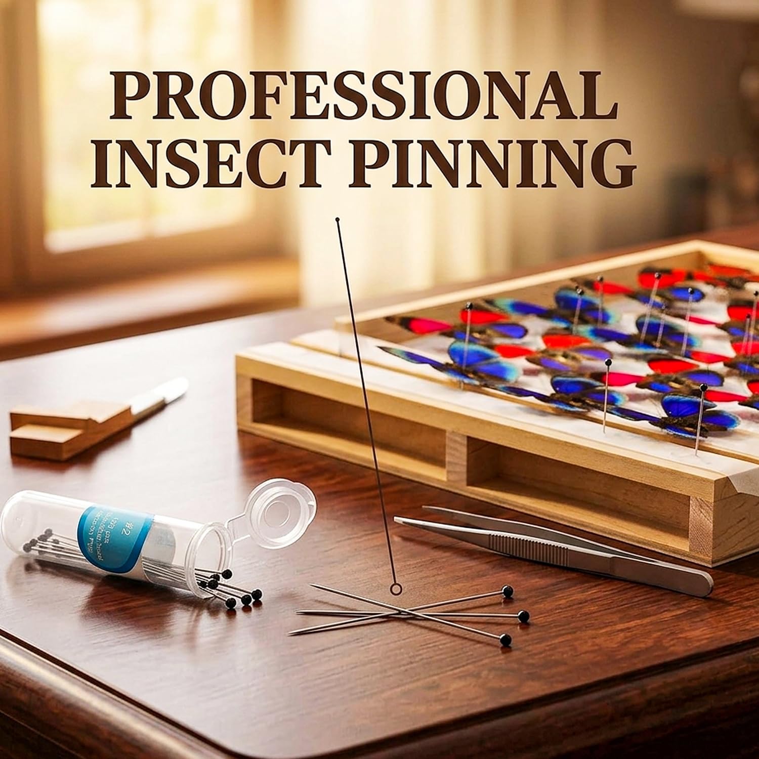 500 Pcs Stainless Steel Insect Specimen Pins, 5 Sizes Entomology Pins, Insect Display Needle Kit for Butterfly Collections, School Specimen Preparation & Insect Collector
