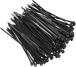 MECCANIXITY 100Pcs Black Zip Ties 12 Inch, Cable Ties with Metal Tooth Stainless Steel Locking Device Nylon for Indoor Outdoor Garage