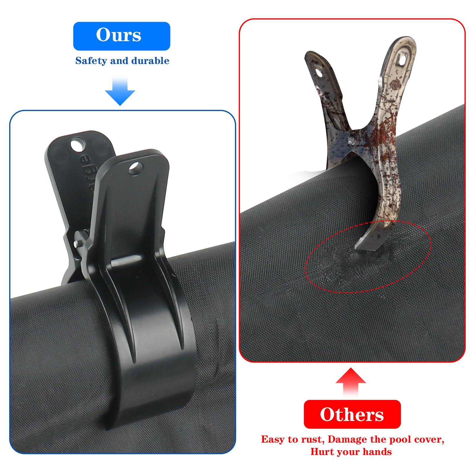 18 abrazaderas de sujeción para cubiertas de piscina, abrazaderas de gran envergadura y resorte con fuerte fuerza de tensión, accesorios Siloplane