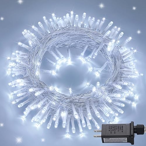 Miniatura 17 de JMEXSUSS 200 luces LED rojas y verdes de Halloween para exteriores, tira de luces de Navidad de 66 pies, cable transparente para interiores, enchufe