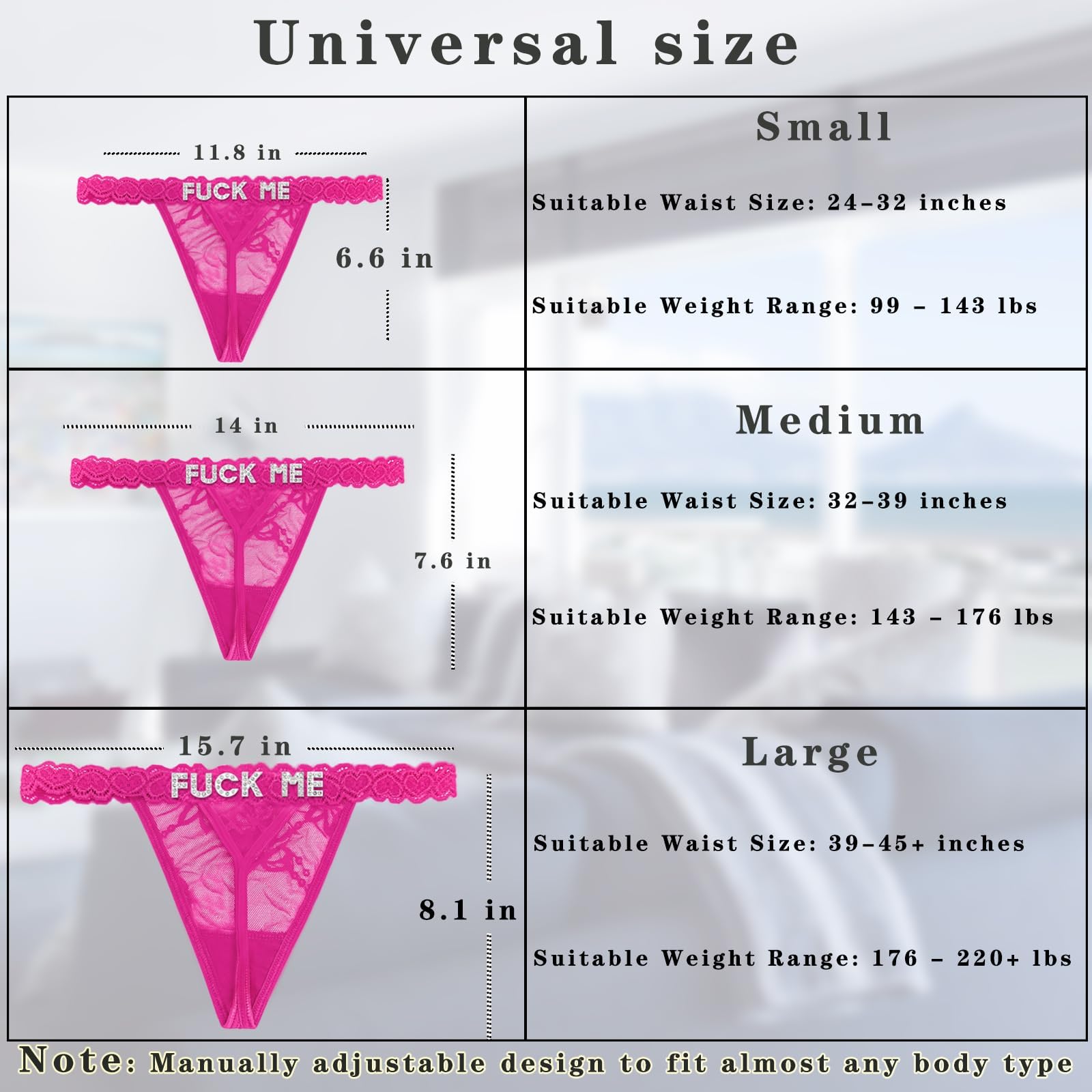 Eoribag Women's Personalized Thongs with Funny Rhinestone Letters, Custom Name Underwear Panties for Couples: F3-fuckme-pink Medium