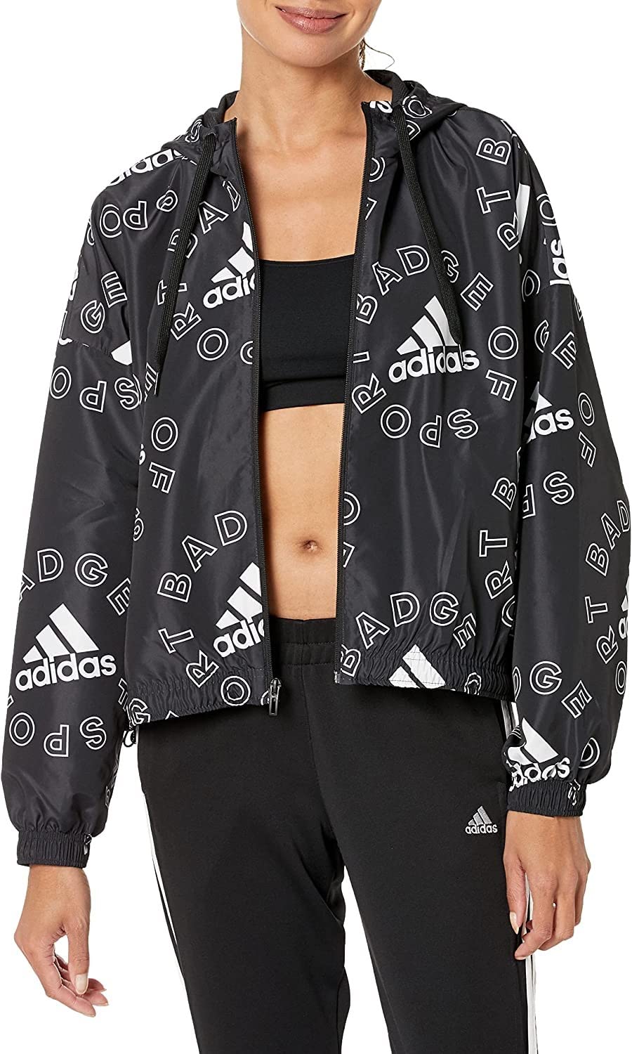 Coupe-vent adidas pour femme à coupe ample et imprimé logo - 6