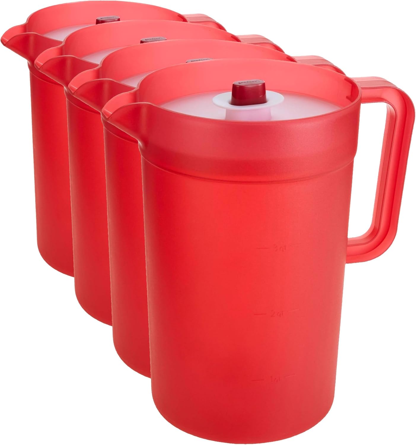 GoodCook 1-Gallon Plastic Airtight Pitcher with Vacuum Seal Lid, 1 Gallon, Red