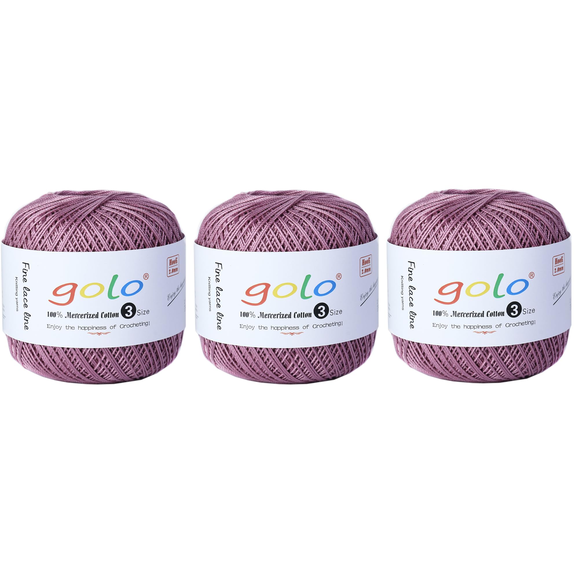 golo Crochet Thread Size 3 Yarn for Hand Knitting 3 Balls Crochet Yarn for Crocheting