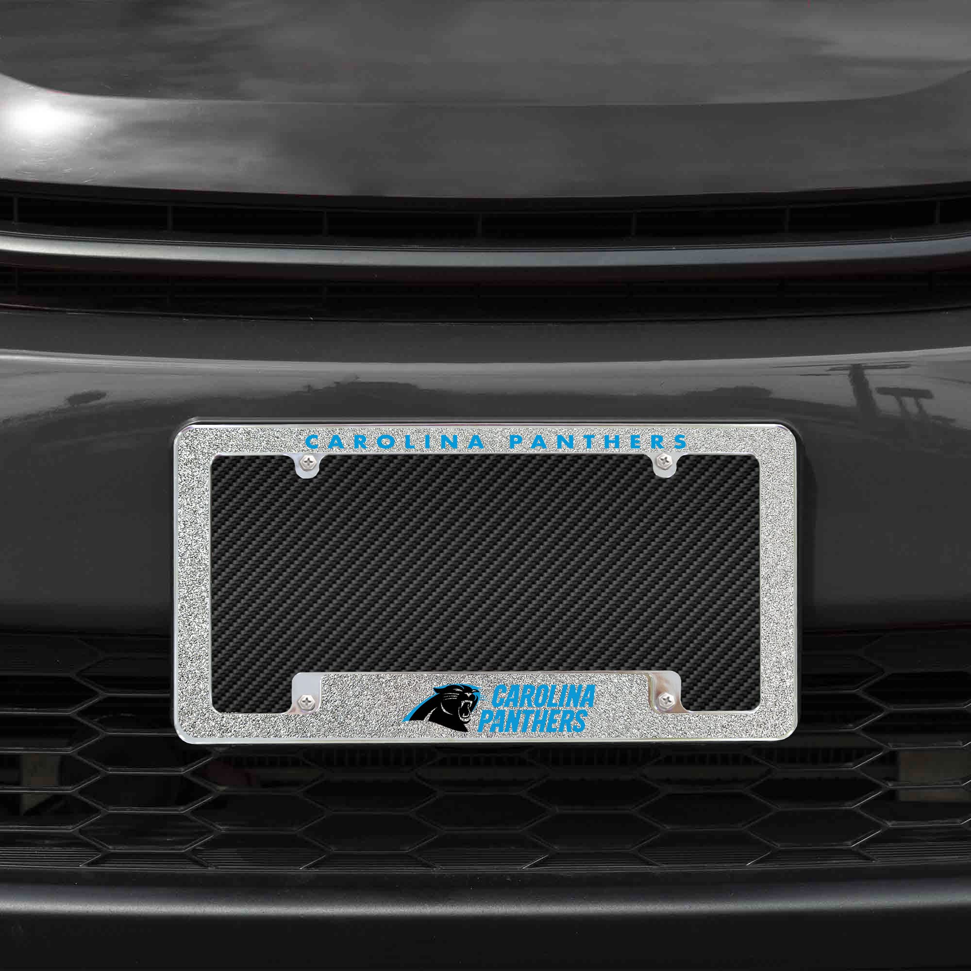 Rico Industries NFL Football Carolina Panthers Silver Chrome All Over Automotive Bling License Plate Frame , 12