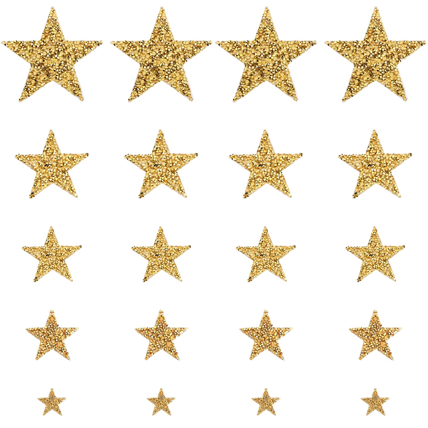 Ejufns Golden 20 Pieces Of Five-Pointed Star Hot Diamond Stickers, Diy Clothing Sequin Accessories, Clothing Backpack Repair Patches, Hats And Jackets Exquisite Decorative Accessories.