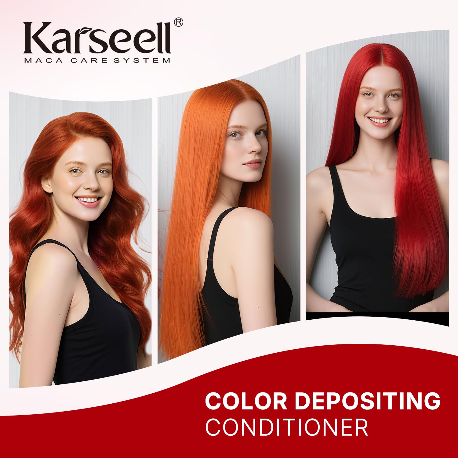 Karseell Mascarilla Pelo Rojo 500ml, Red Mascarilla Capilar Acondicionador Restaurar y Mejorar los Tonos Rojo para el Cabello Tratado con Color