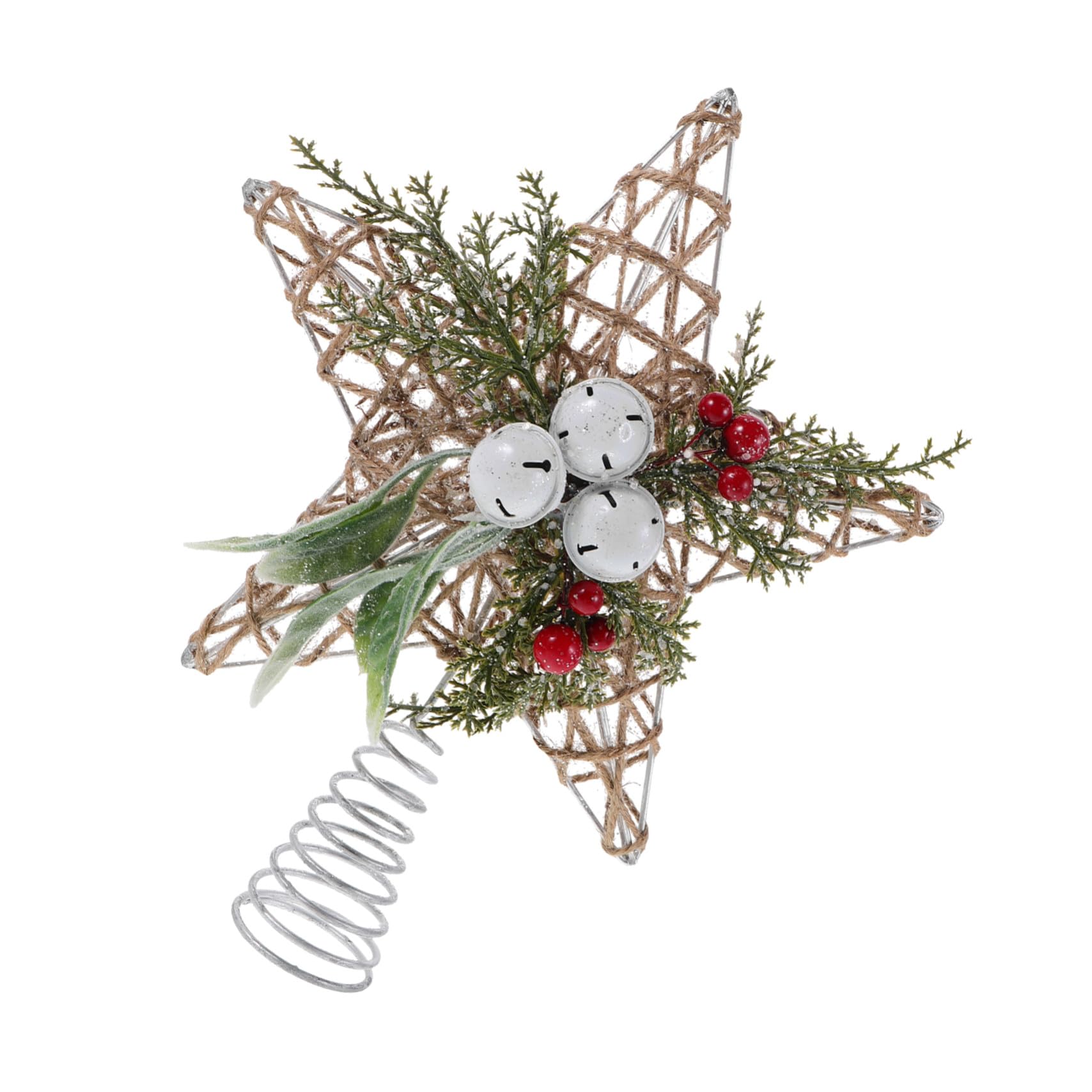 Copa de árbol de Navidad Alipis de hierro y yute para decoración rústica de fiestas navideñas