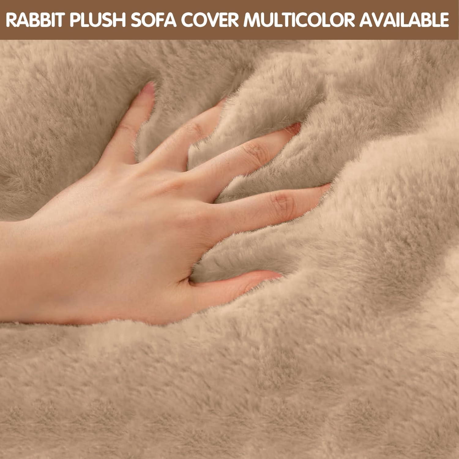 LINGKY Thick Rabbit Plush Sofa Covers 1 2 3 Seater, Non-Slip Sofa Slipcovers for Corner L Shape Funny Fuzzy Sofa Cover - Image 4