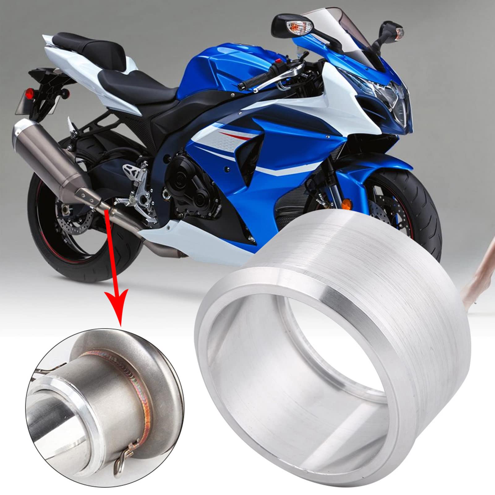 Riduzione Marmitta 65 50 - Riduzioni Per Marmitta-Adattatore Di Scarico Connettore Del Silenziatore Del Riduttore Dell'Adattatore Del Tubo Di Scarico Del Motociclo 60 Mm A 51 Mm In Alluminio