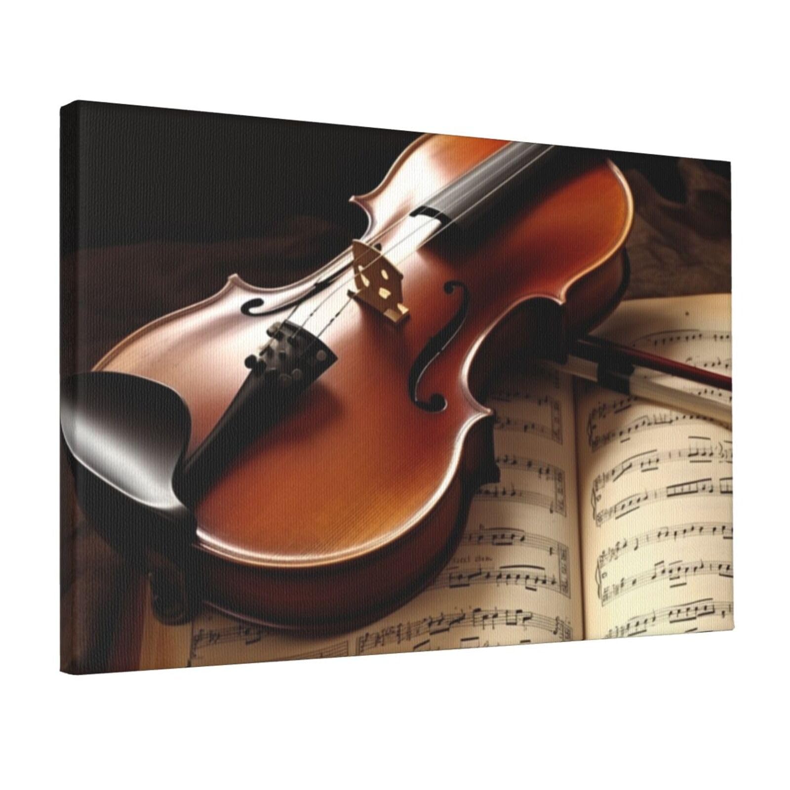 Canvas Wall Art for Living Room Wall Decor 12"x18" Modern Artwork Painting Pictures Hanging Canvas Prints Violin and Book Aesthetic Wall Art for Bedroom Bathroom Office Wallart Decor
