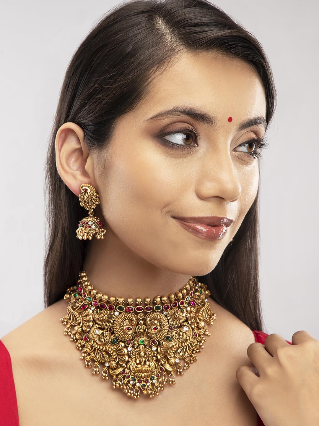 Gold Plated Goddess Lakshmi Temple Choker Set