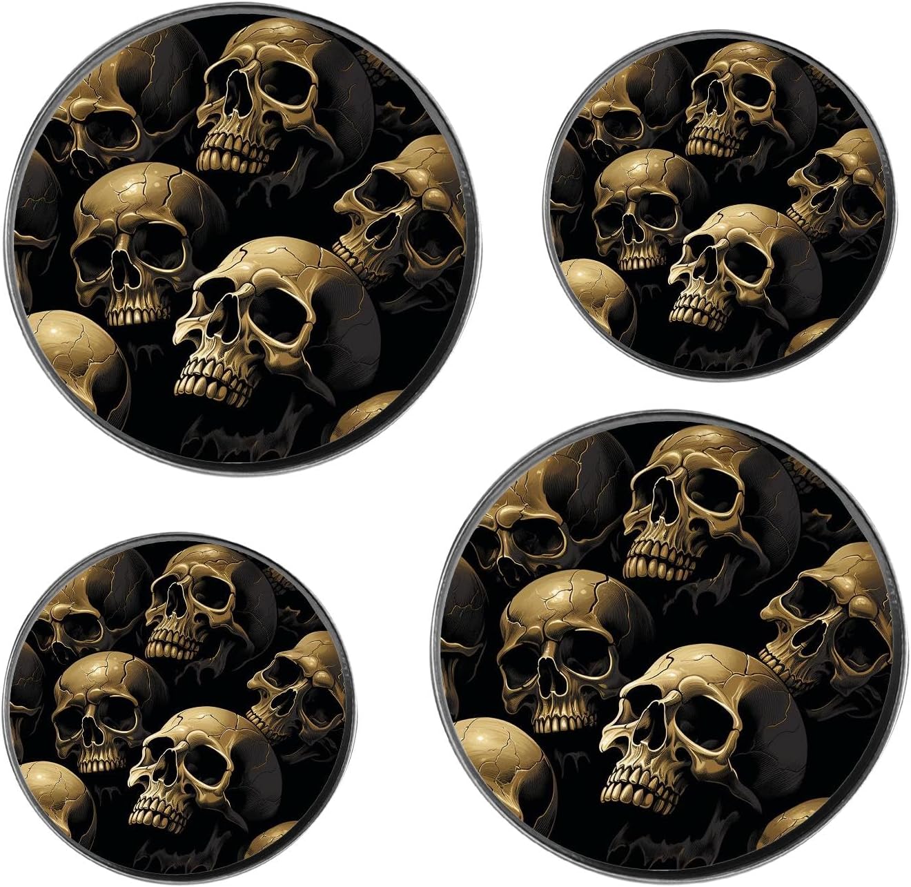 Retro Skull Design Set of 4 Stove Burner Covers - Premium Round Electric Stove Range Protectors,8 IN & 10 IN