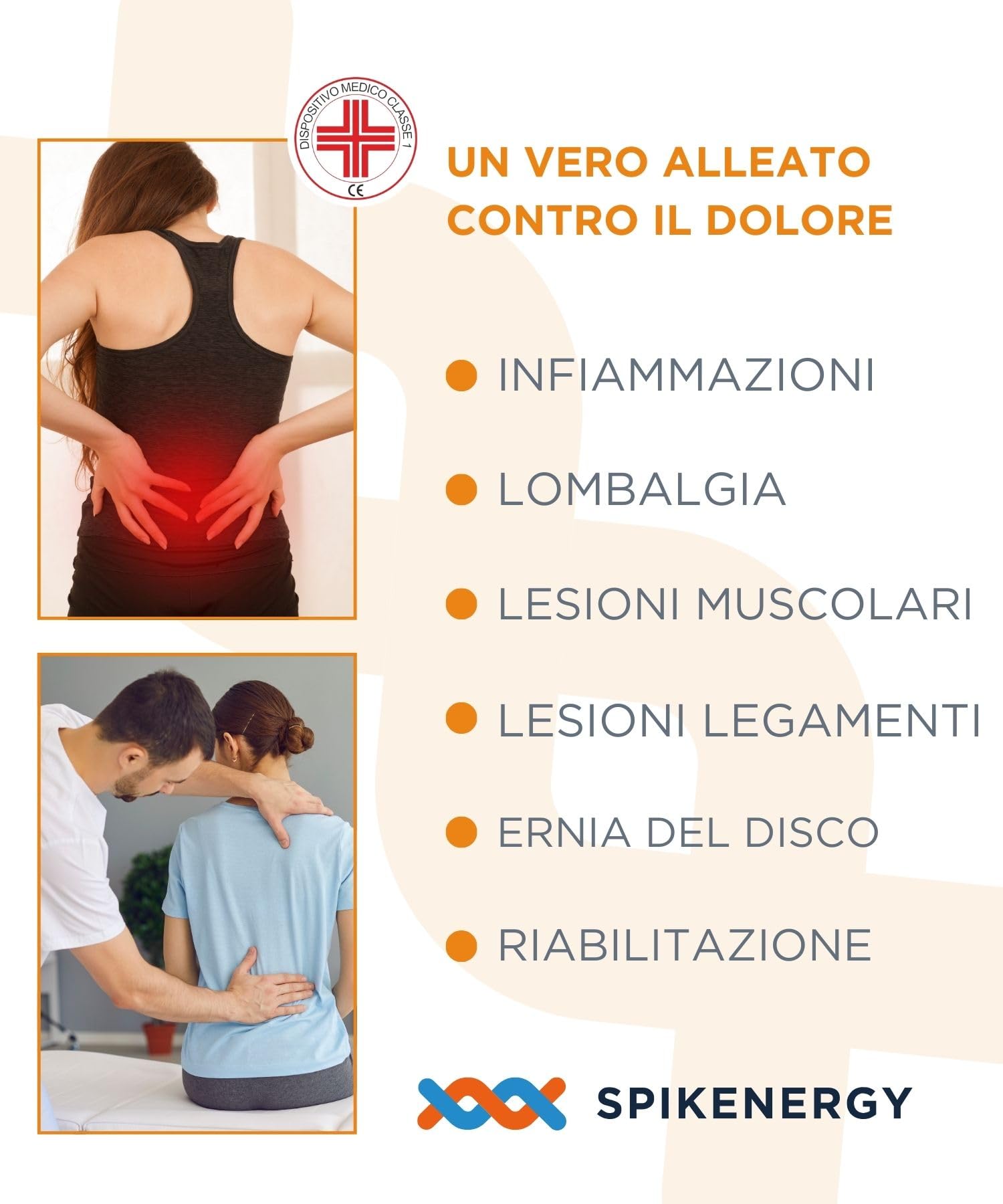 Spikenergy Guaina con Fascia Lombare Supporto Schiena Donna Elettro Magnetoterapia - Pantaloncini con Cintura Elastica Ortopedica, Dispositivo Medico Detraibile - Made in Italy